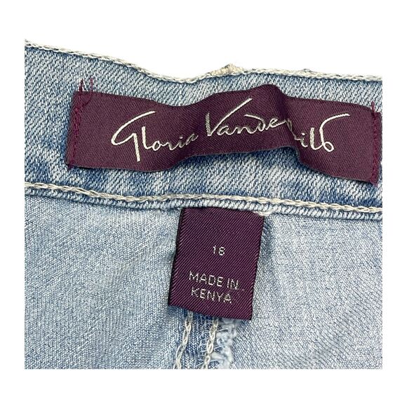 Gloria Vanderbilt Amanda Capri Pants Womens 18 Blue Belted Waist Cuffed Straight - Picture 3 of 8